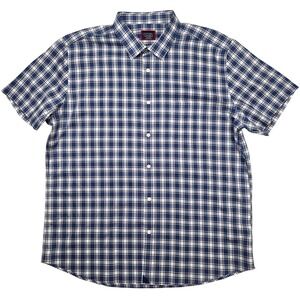 UNTUCKit Mens XX Large Slim Fit Wrinkle Free Plaid Short Sleeve Button Up Shirt